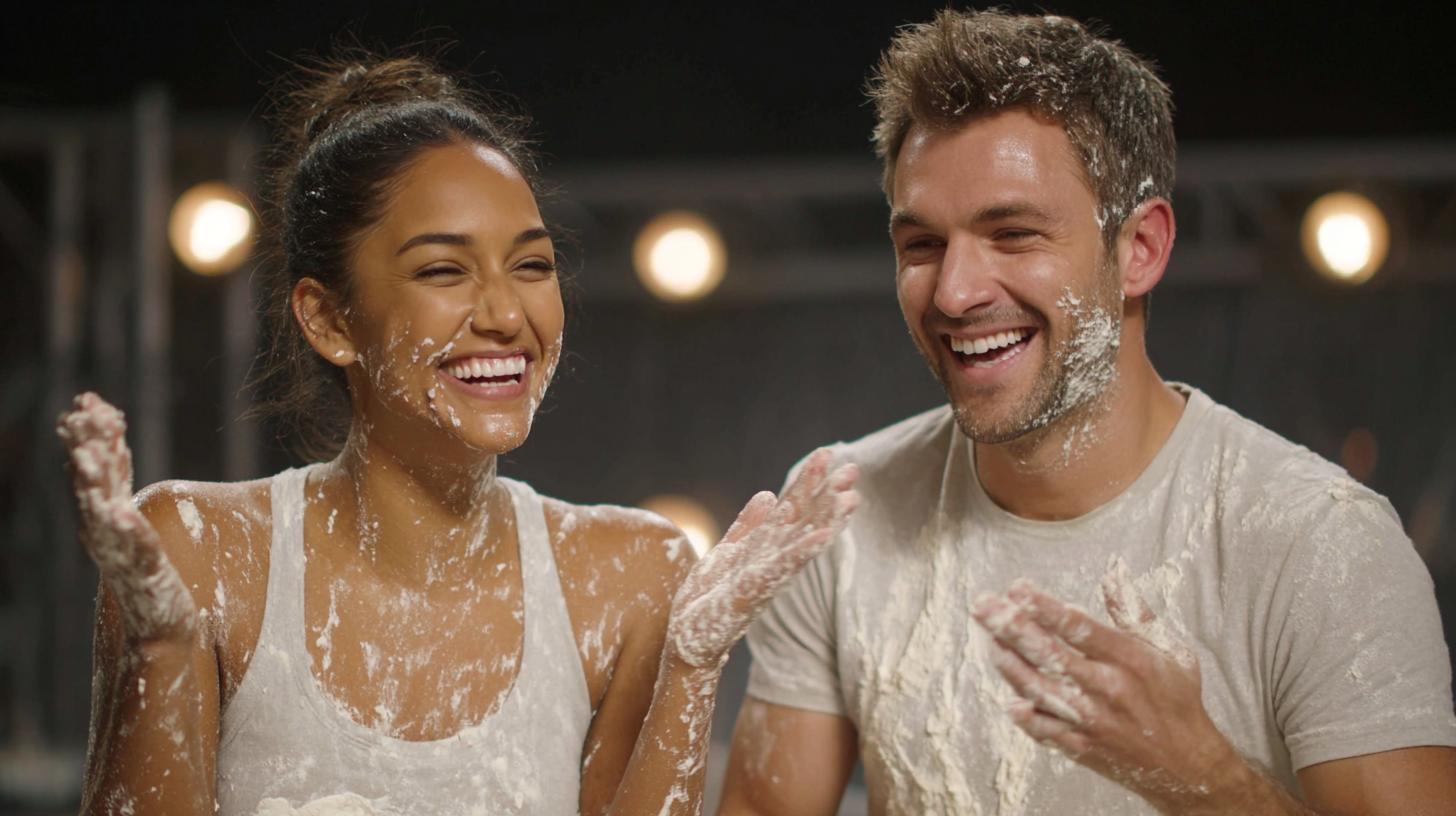 Two contestants cooking together