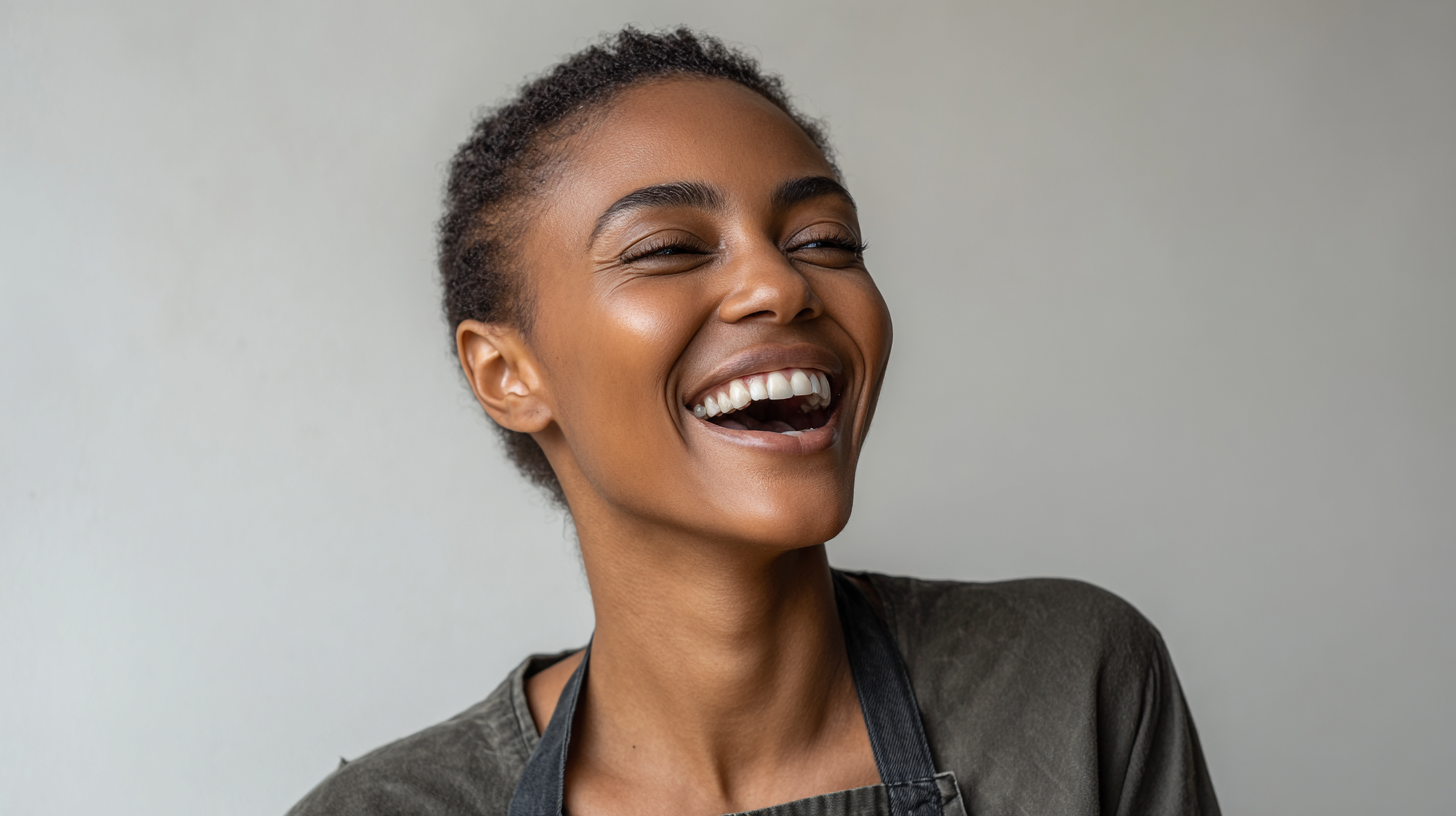 Laughing reaction close-up