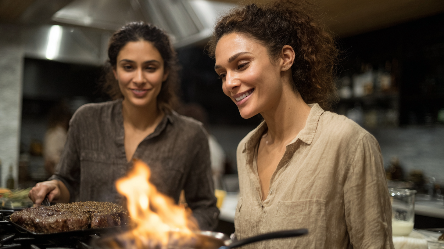 Steak flambé moment